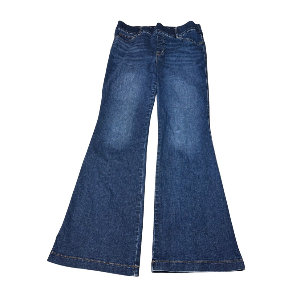 Spanx Flare Jeans Womens 1X W35 L32 Tall Dark Wash Pull On High Rise Blue 20327R